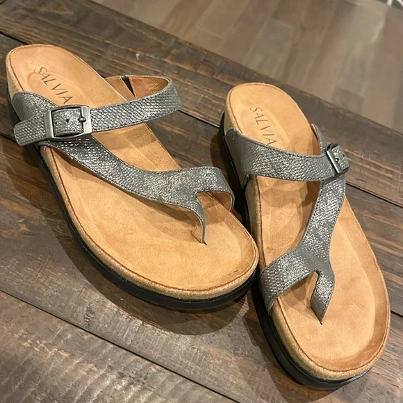 SALVIA Leather/Suede Anoros Sandals in Lizzard Pewter - Picture 16 of 16